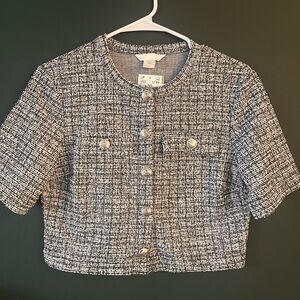 H&M Black and White Tweed Blazer